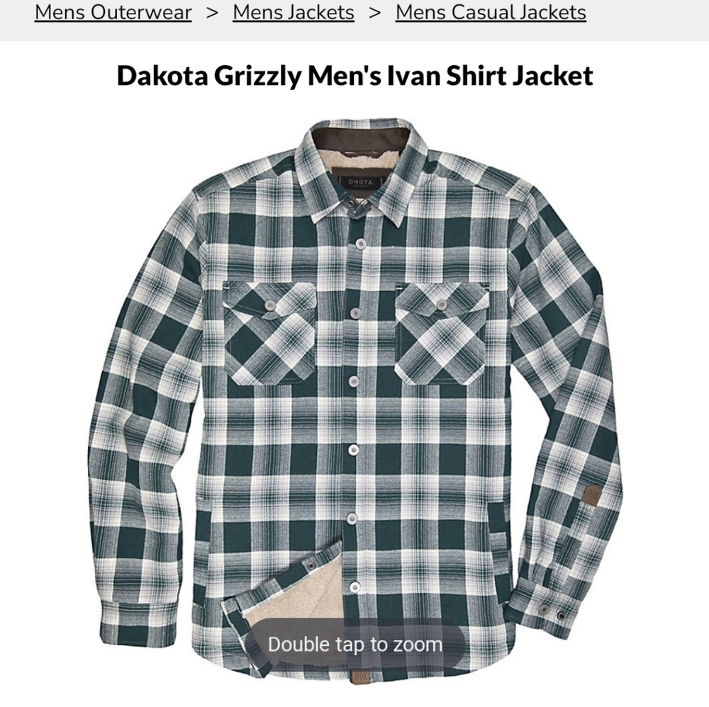 Dakota Grizzly Ivan plaid flannel shirt jacket NWT